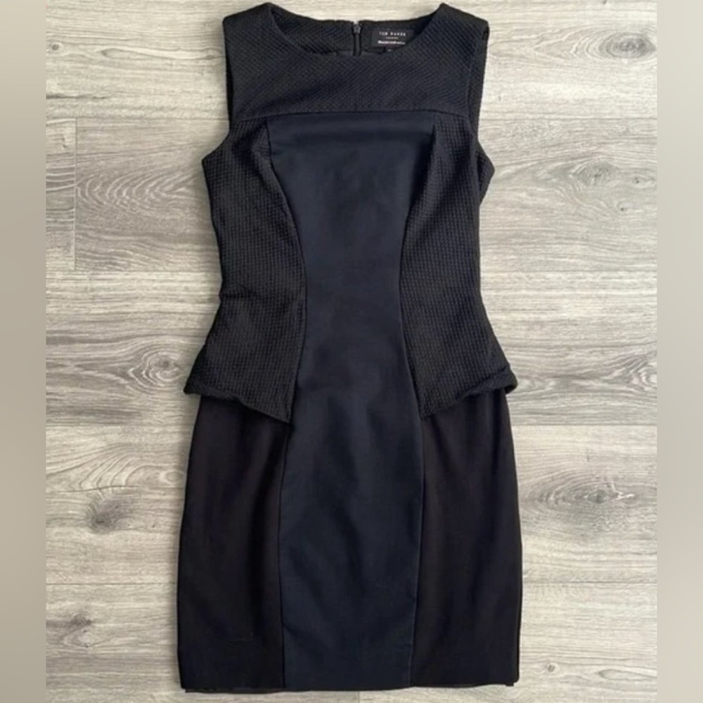 Ted baker Ted sz 0 (US size 2) peplum jacquard midi black dress